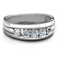 Devotion Ring with Three Round Stones Devotion Ring with three round stones and cut-out heart details