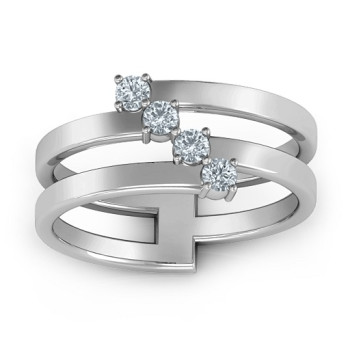 Diagonal Dazzle Ring With 4-5 Gemstones Diagonal Dazzle Ring With 4-5 Gemstones
