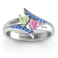 Diagonal Dream Ring With Heart Stones Diagonal Dream Ring with Heart Stones product view