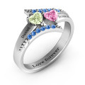 Diagonal Dream Ring With Heart Stones Diagonal Dream Ring with Heart Stones product view