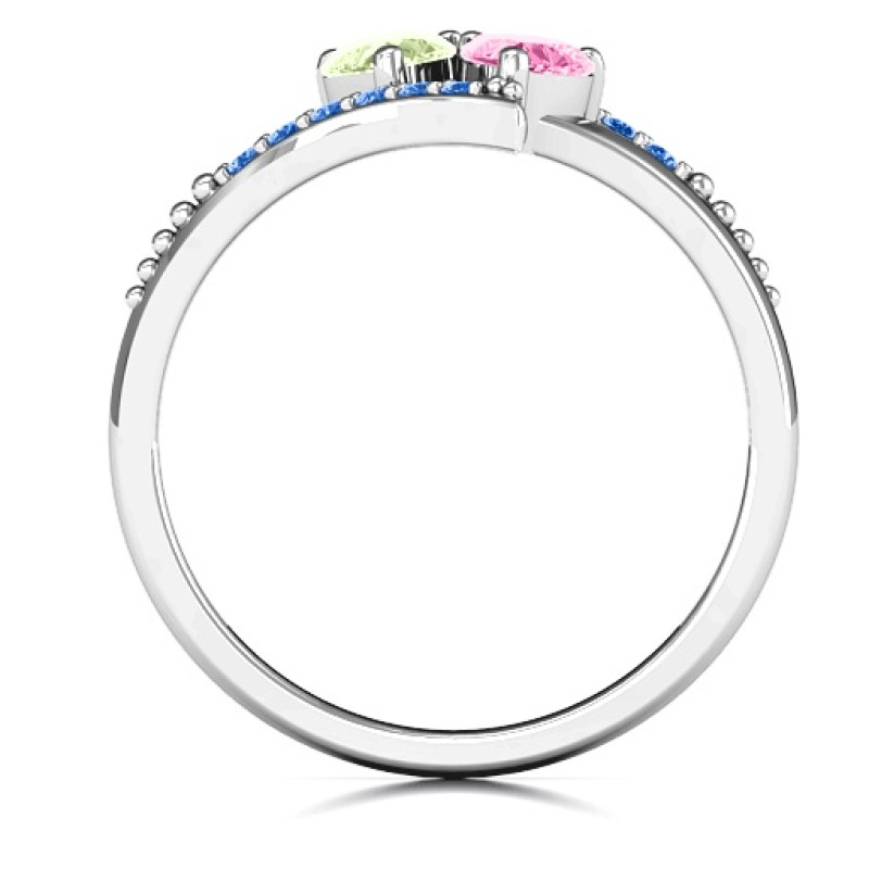 Diagonal Dream Ring With Heart Stones Diagonal Dream Ring with Heart Stones product view