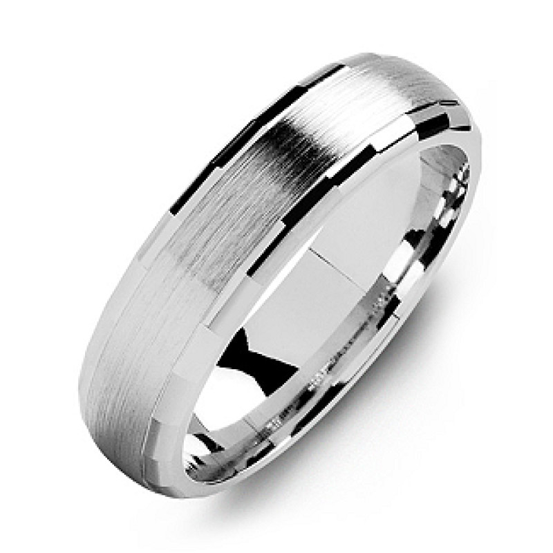Brushed Men's Ring with Baguette Edges Dome-shaped brushed men's ring with baguette edges