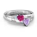 Double Heart Birthstone Gemstone Ring with Accents Double heart gemstone ring with accent stones