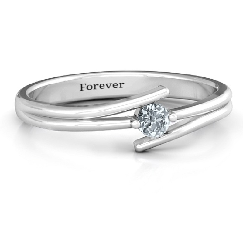 Double Line Bypass Ring Double Line Bypass Ring with round centre stone