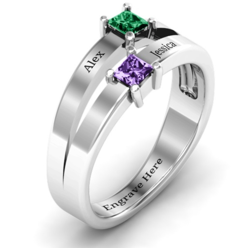 Double Princess Cut Ring product view
