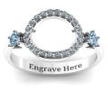 Double stone Karma ring with round accent stones