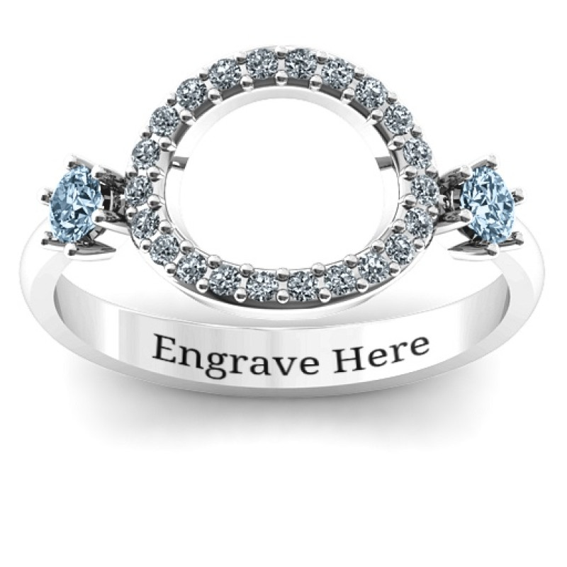 Double stone Karma ring with round accent stones