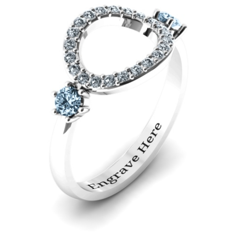 Double stone Karma ring with round accent stones