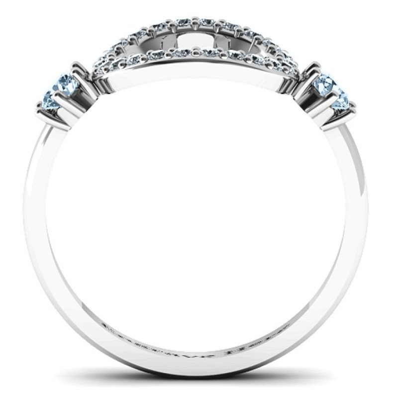 Double stone Karma ring with round accent stones