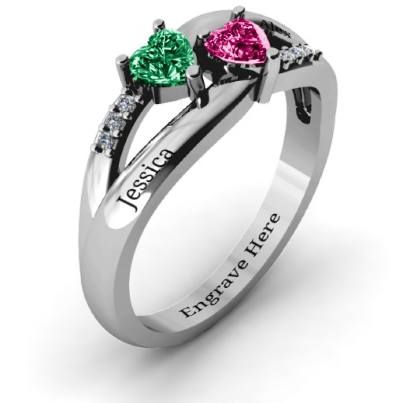 Dual Hearts with Accents Ring gallery image