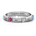Elegant three gemstone ring with round stones