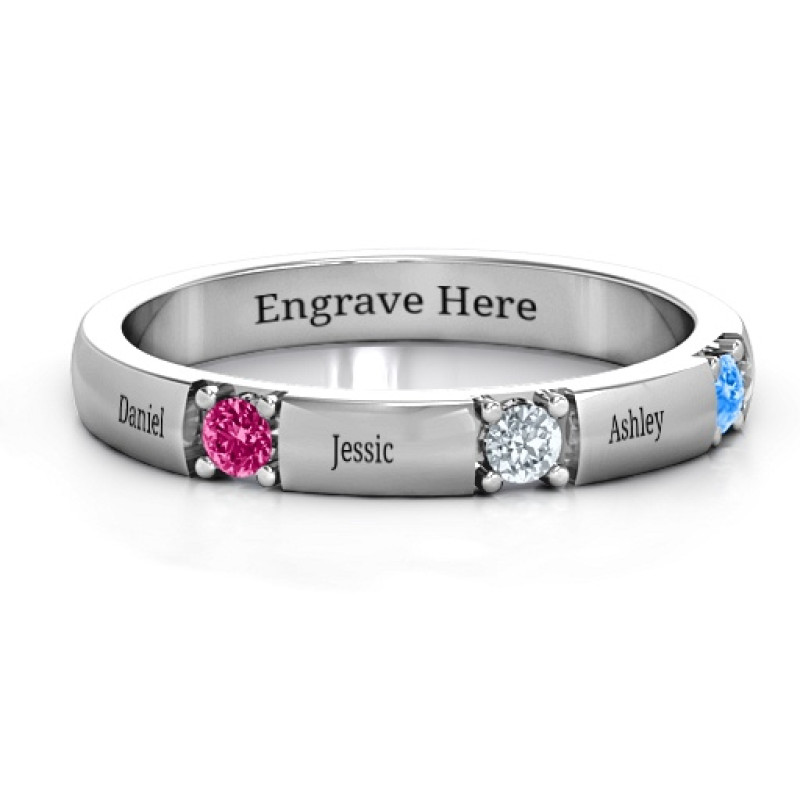 Elegant three gemstone ring with round stones
