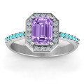 Emerald Cut Halo Cocktail Ring - Image 2 Emerald cut halo cocktail ring product image