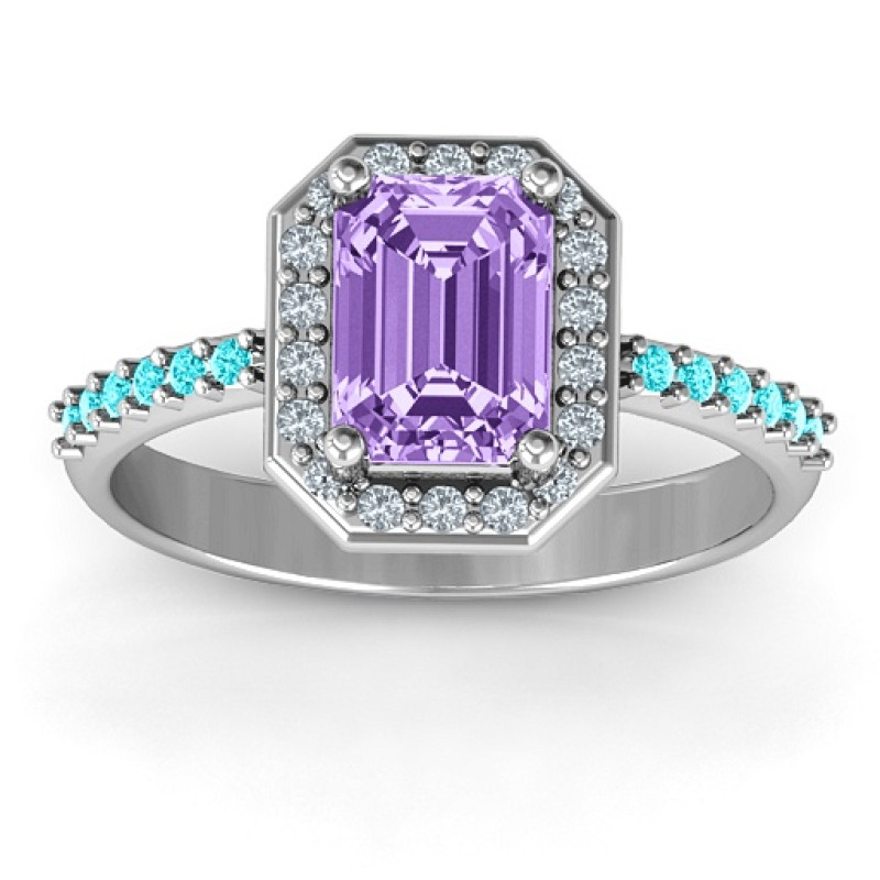 Emerald Cut Halo Cocktail Ring - Image 2 Emerald cut halo cocktail ring product image