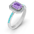 Emerald Cut Halo Cocktail Ring - Image 3 Emerald cut halo cocktail ring product image