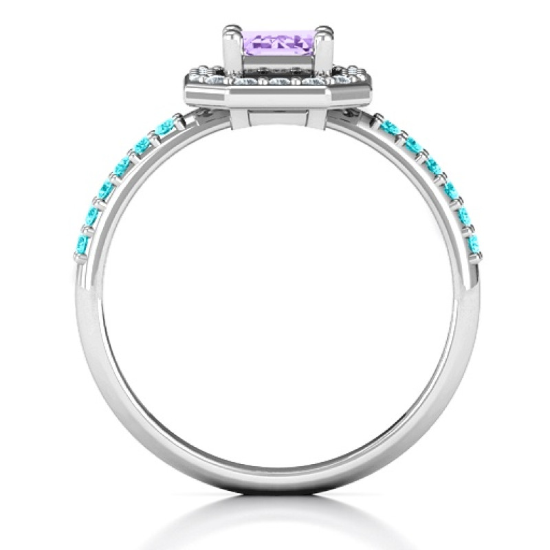 Emerald Cut Halo Cocktail Ring - Image 4 Emerald cut halo cocktail ring product image
