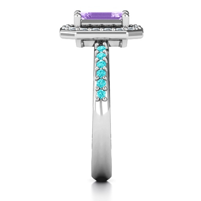Emerald Cut Halo Cocktail Ring - Image 5 Emerald cut halo cocktail ring product image