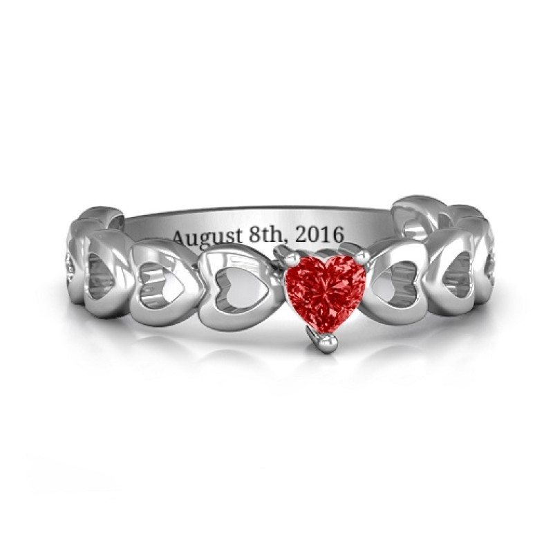 Enchanting Love Promise Ring with heart-cut centre stone