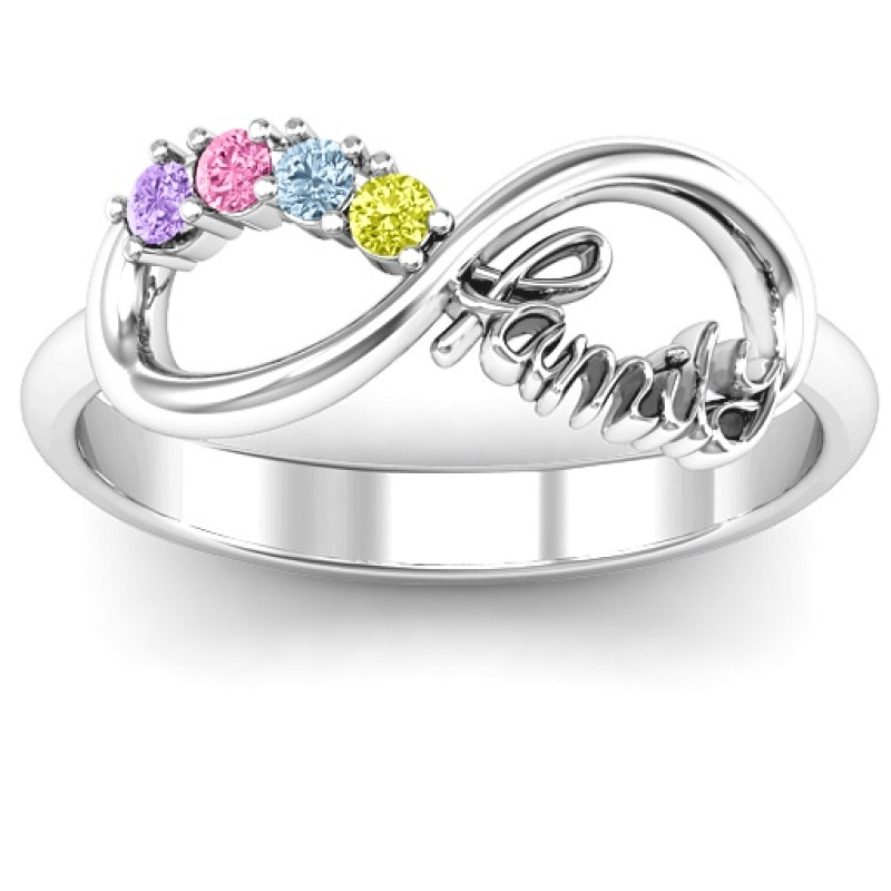 Family Infinite Love with Stones Ring Family infinity stone ring product view