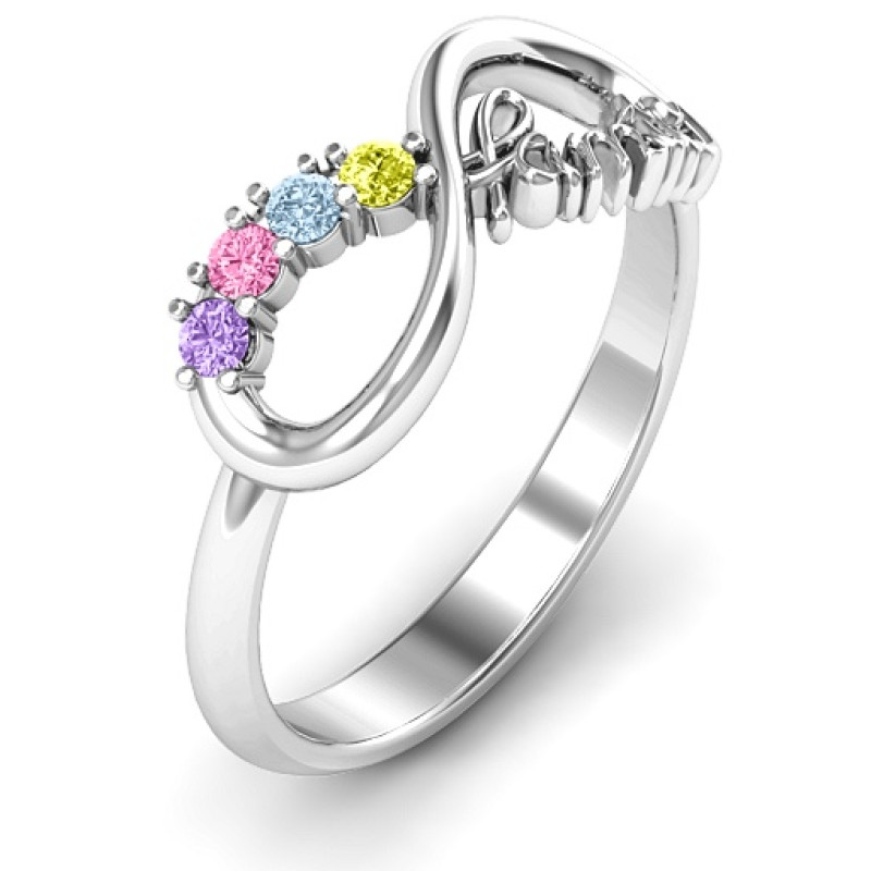 Family Infinite Love with Stones Ring Family infinity stone ring product view