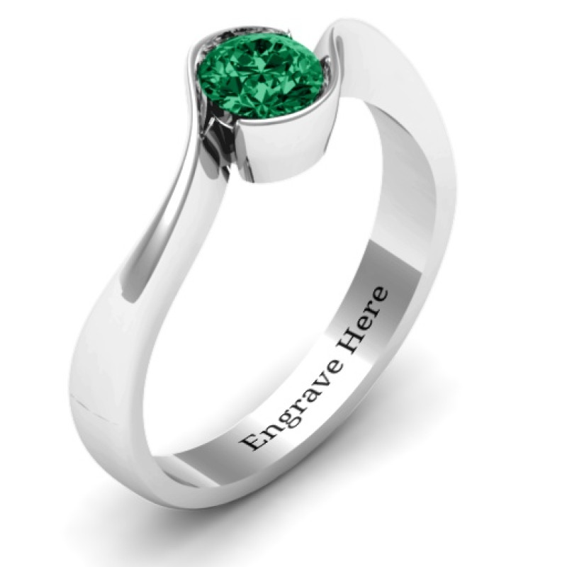 Fancy Solitaire Swirl Ring - Gallery View Fancy Solitaire Swirl Ring gallery view