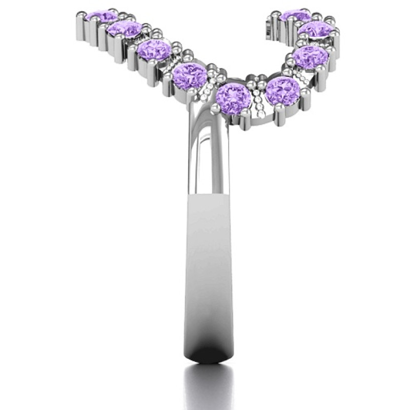 Floating Heart with Stones Ring - Gallery View Floating Heart with Stones Ring gallery view