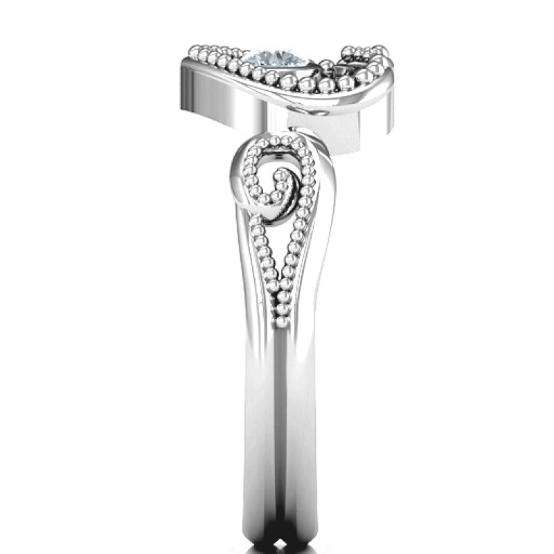 For My Love Heart Birthstone Ring For My Love heart ring with a bezel-set centre stone