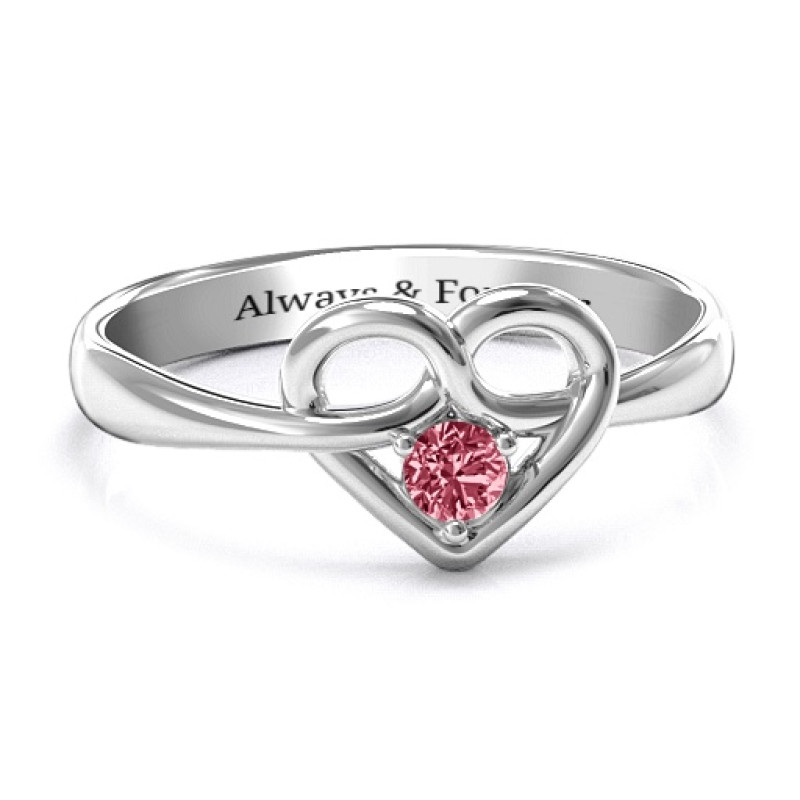 Forget Me Knot Heart Infinity Ring Forget Me Knot Heart Infinity Ring with personalised birthstone and engraving options