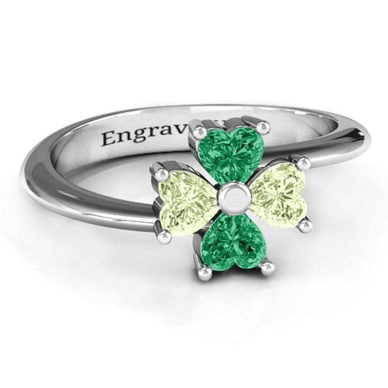 Four Heart Clover Ring Four Heart Clover Ring with heart-cut stones in a clover pattern