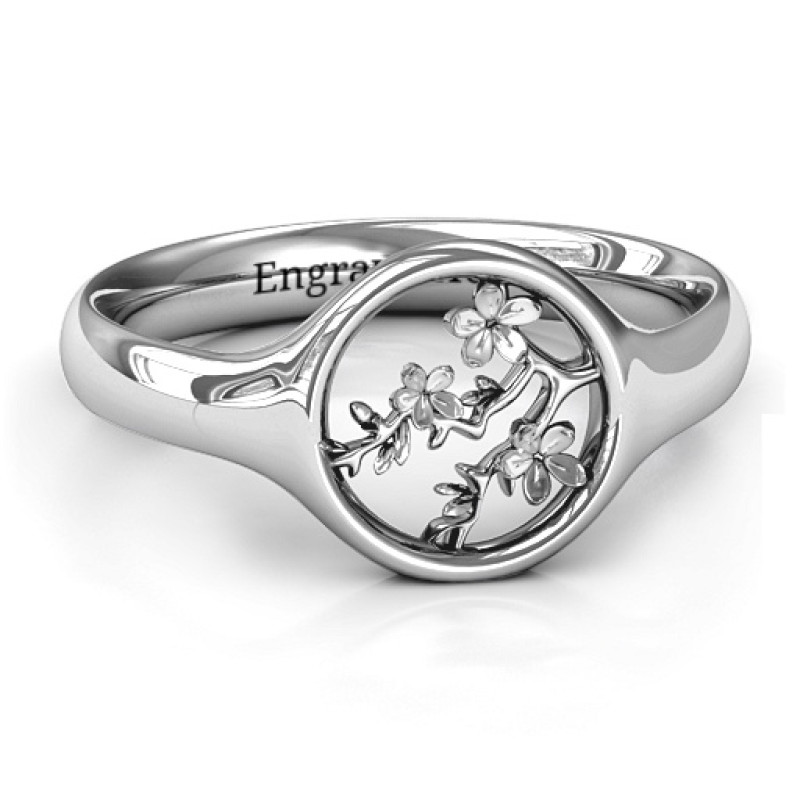 Full Circle Cherry Blossom Ring with open circle and cherry blossom design