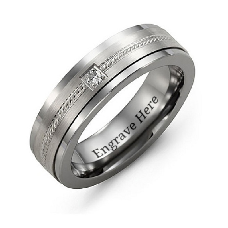 Gemstone Ring With Diamond-Cut Grooves Gemstone ring with diamond-cut grooves and a round centre stone