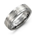 Gemstone Ring with Grooved Brushed Centre Gemstone ring with a grooved brushed centre and round stone
