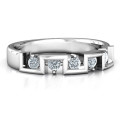 Geometric Fashion Band ring with five round stones