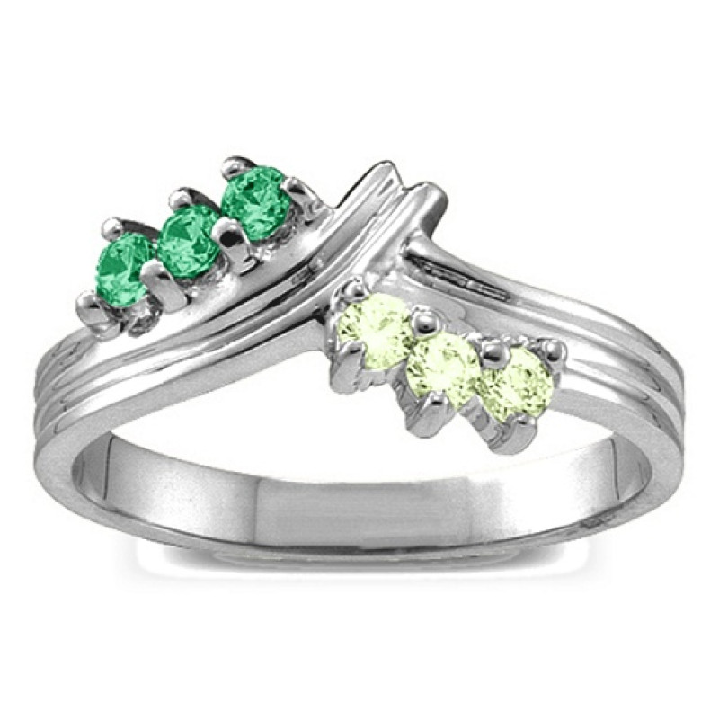 Grooved Collage 3-8 Stones Ring Grooved Collage custom ring with three to eight stones