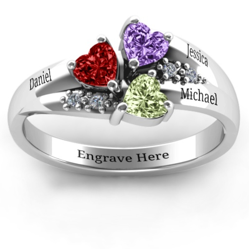 Heart Cluster Ring with Accents - View 2 Heart cluster ring with accent stones, alternate view