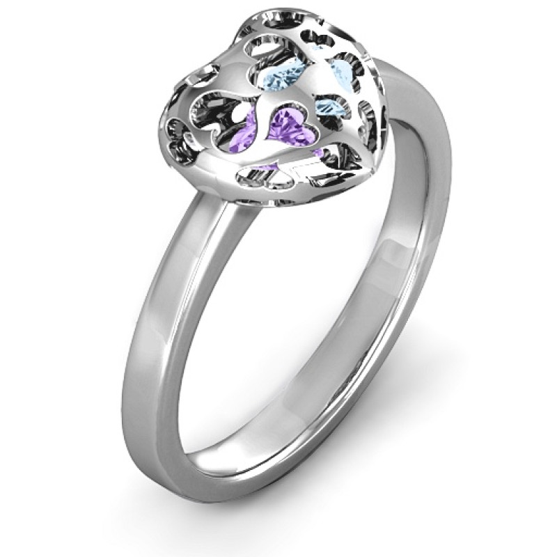 Caged Hearts Ring with Infinity Band Heart cut-out petite caged hearts ring with infinity band