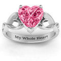 Heart Stone Infinity Band Ring Heart-cut stone ring with open-heart infinity band