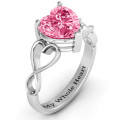 Heart Stone Infinity Band Ring Heart-cut stone ring with open-heart infinity band