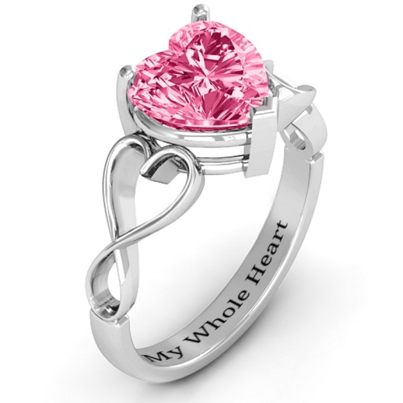 Heart Stone Infinity Band Ring Heart-cut stone ring with open-heart infinity band