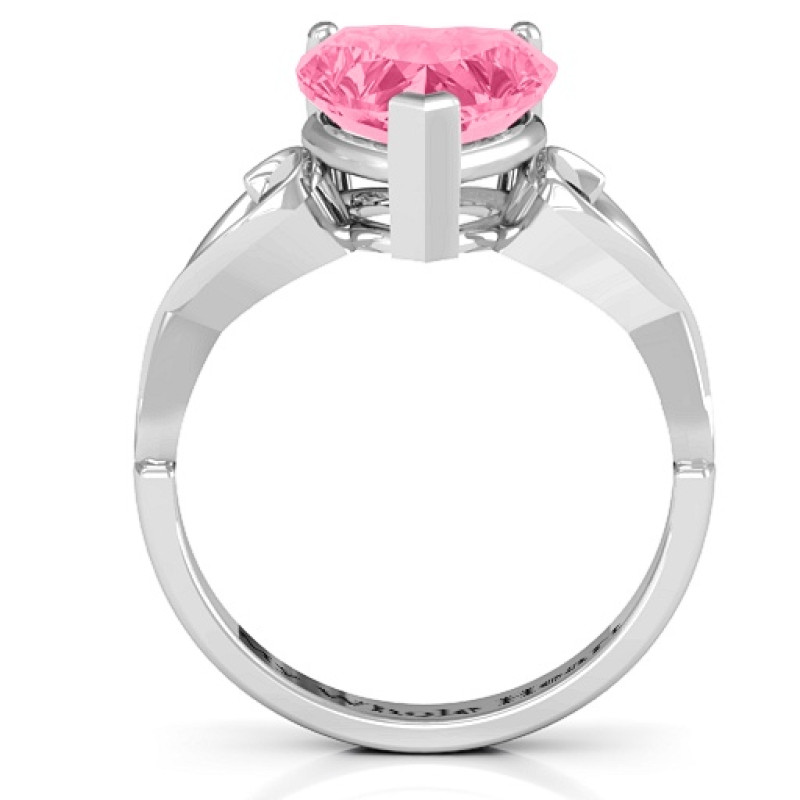 Heart Stone Infinity Band Ring Heart-cut stone ring with open-heart infinity band