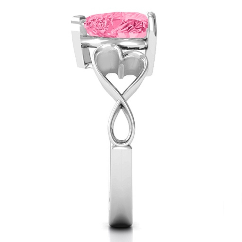 Heart Stone Infinity Band Ring Heart-cut stone ring with open-heart infinity band
