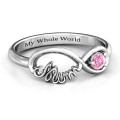Infinite Bond Mum Ring with round stone and engravable band