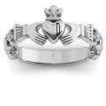 Infinity Claddagh Ring with Side Stones - Alternate View Infinity Claddagh ring with side stones, alternate view