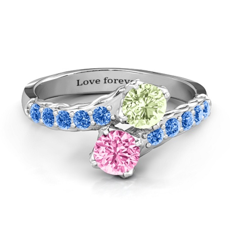 Intricate Infinity Two Stone Ring Intricate Infinity Two Stone Ring with round centre stones and infinity detailing