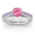 Large Round Solitaire Ring with Channel Set Accents - View 2 Large round solitaire ring with channel-set accent stones, gallery view