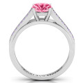 Large Round Solitaire Ring with Channel Set Accents - View 4 Large round solitaire ring with channel-set accent stones, gallery view
