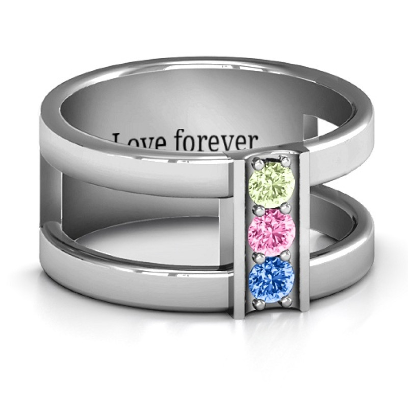 Layers of Love Three-Stone Ring Layers of Love Ring with geometric cage-style band and three centre stones