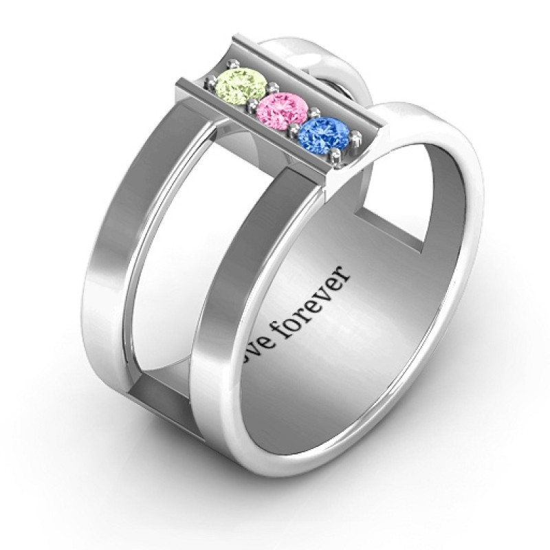 Layers of Love Ring View 3 Layers of Love Ring showing its geometric cage-style band