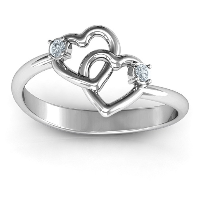 Linked in Love Ring with linked heart birthstone design