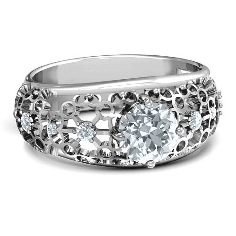 Looking at Love Ring Looking at Love Ring with round stones and latticework setting